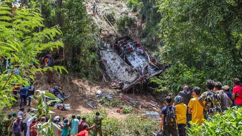 Hiện trường vụ tai nạn. Ảnh: AFP